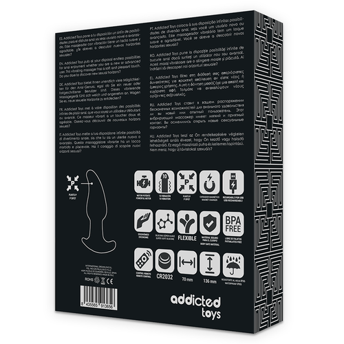 ADDICTED TOYS - CONTROL REMOTO PLUG ANAL P-SPOT NEGRO PUNTA FINA