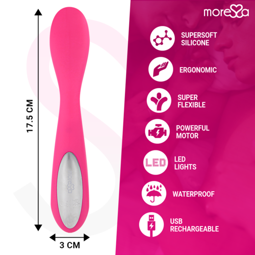 MORESSA - DRUSO MASAJEADOR DUO PUNTO G Y SUERO PELVICO PREMIUM SILICONE RECARGABLE