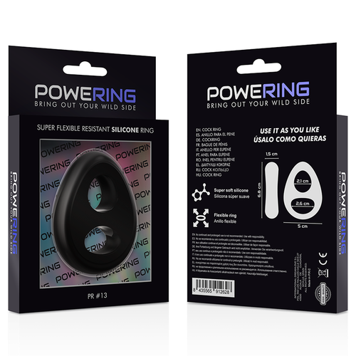 POWERING SUPER FLEXIBLE Y RESISTENTE ANILLO PENE Y TESTICULOS  PR13  NEGRO