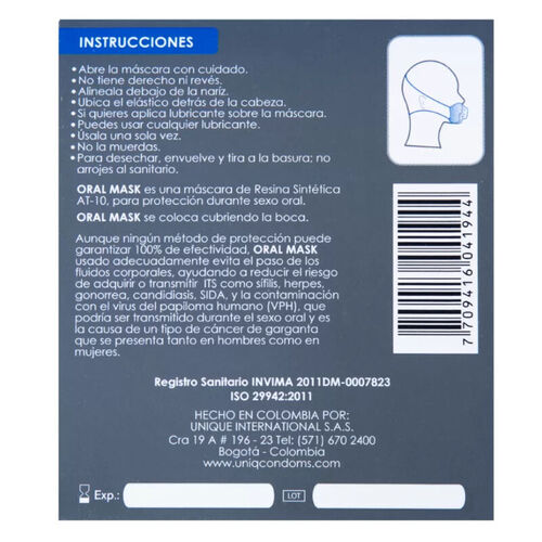 UNIQ ORAL MASK PRESERVATIVOS SIN LATEX 1 UNIDAD