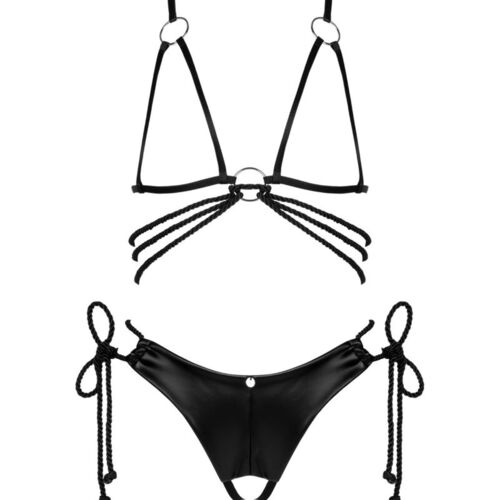 OBSESSIVE - CORDELLIS SET SUJETADOR Y TANGA SIN COPAS TALLA UNICA