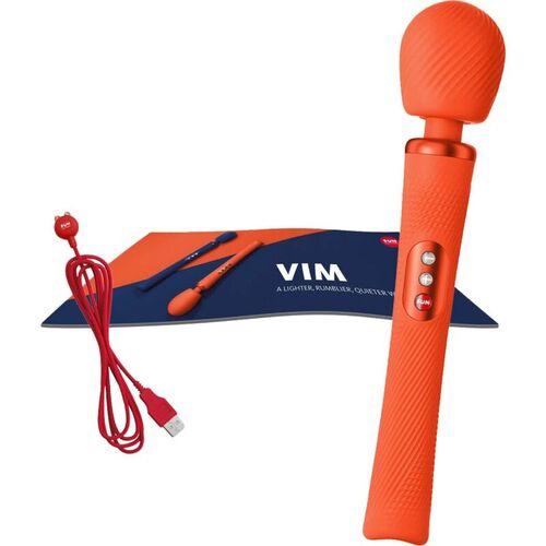 FUN FACTORY - VIM WAND RUMBLE VIBRADOR RECARGABLE SILICONA NARANJA