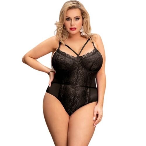 QUEEN LINGERIE TEDDY ENCAJE NEGRO L/XL