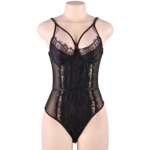 QUEEN LINGERIE TEDDY ENCAJE NEGRO L/XL