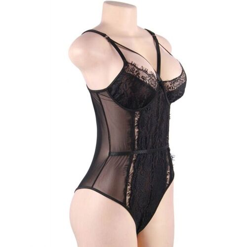 QUEEN LINGERIE TEDDY ENCAJE NEGRO L/XL