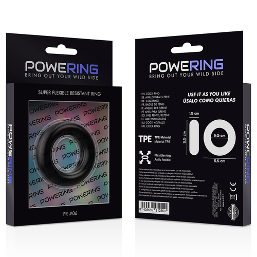 POWERING SUPER FLEXIBLE Y RESISTENTE ANILLO PENE  5.5CM PR06 NEGRO