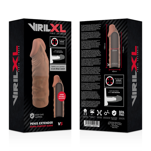 VIRILXL - EXTENSIÓN DE PENE LIQUID SILICONE V5 MARRÓN