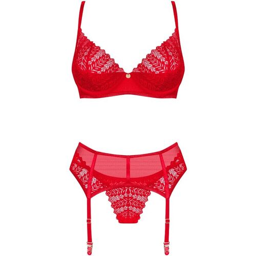 OBSESSIVE - INGRIDIA SET DOS PIEZAS CROTCHLESS ROJO M/L