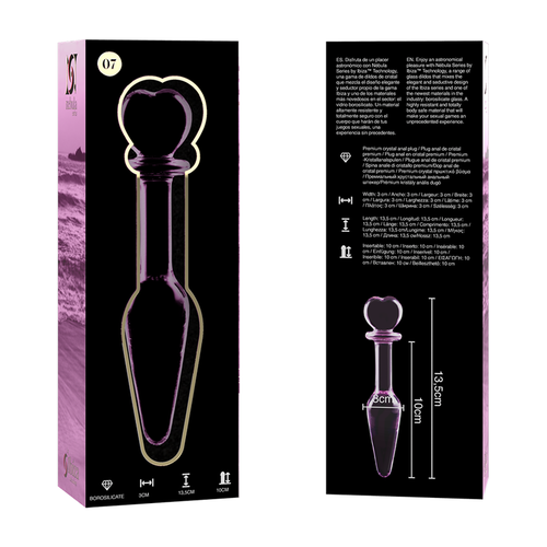 NEBULA SERIES BY IBIZA - MODELO 7 PLUG CRISTAL BOROSILICATO 13.5 X 3 CM ROSA