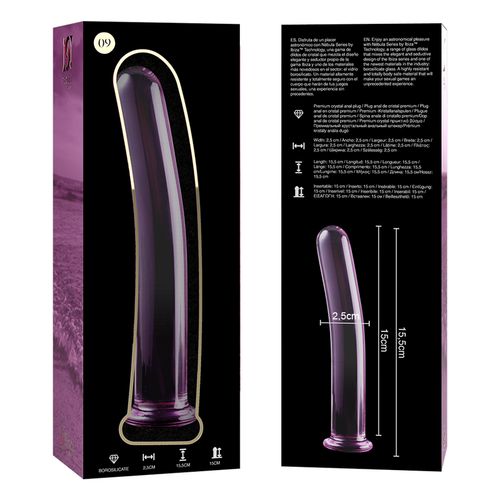 NEBULA SERIES BY IBIZA - MODELO 9 DILDO CRISTAL BOROSILICATO 15.5 X 2.5 CM ROSA