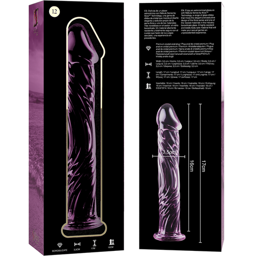 NEBULA SERIES BY IBIZA - MODELO 12 DILDO CRISTAL BOROSILICATO ROSA 17 CM -O- 3.5 CM