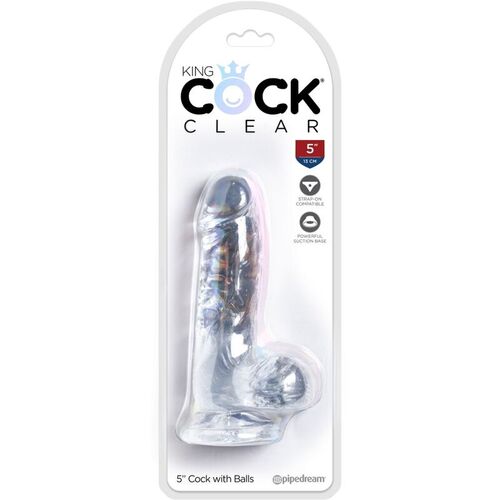 KING COCK - CLEAR PENE REALISTICO CON TESTICULOS 10.1 CM TRANSPARENTE