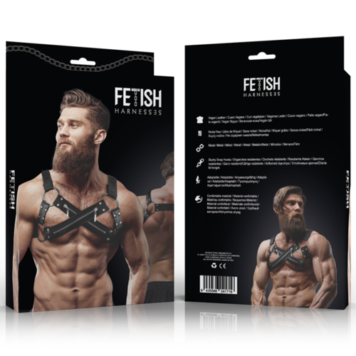 FETISH SUBMISSIVE ATTITUDE - ARNÉS BULLDOG AJUSTABLE NEOPRENO PECHO CRUZADO CON CREMALLERAS HOMBRE