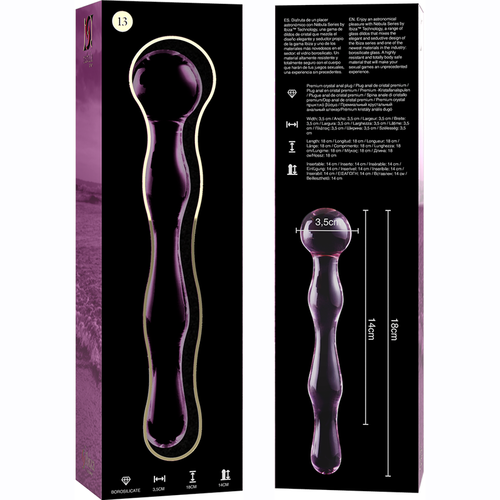 NEBULA SERIES BY IBIZA - MODELO 13 DILDO CRISTAL BOROSILICATO ROSA 18 CM -O- 3.5 CM