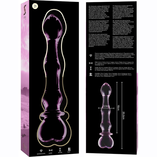 NEBULA SERIES BY IBIZA - MODELO 21 DILDO CRISTAL BOROSILICATO 20.5 X 3.5 CM ROSA