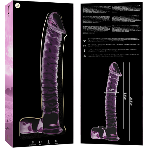 NEBULA SERIES BY IBIZA - MODELO 23 DILDO CRISTAL BOROSILICATO ROSA 21.5 CM -O- 4 CM
