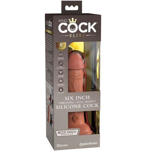 KING COCK ELITE - DILDO REALISTICO VIBRADOR & SILICONA 15.2 CM CARAMELO