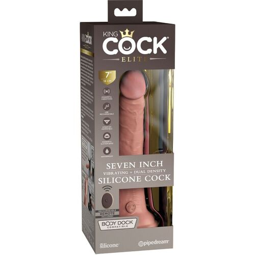 KING COCK ELITE - DILDO REALISTICO VIBRADOR & SILICONA CONTROL REMOTO 17.8 CM