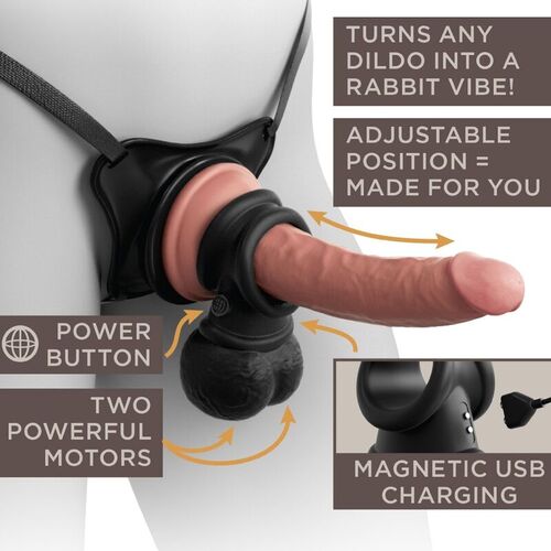 KING COCK ELITE - ANILLO CON TESTICULOS DE SILICONA VIBRADOR