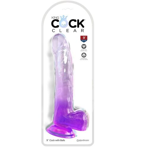 KING COCK CLEAR - DILDO CON TESTICULOS 20.3 CM MORADO