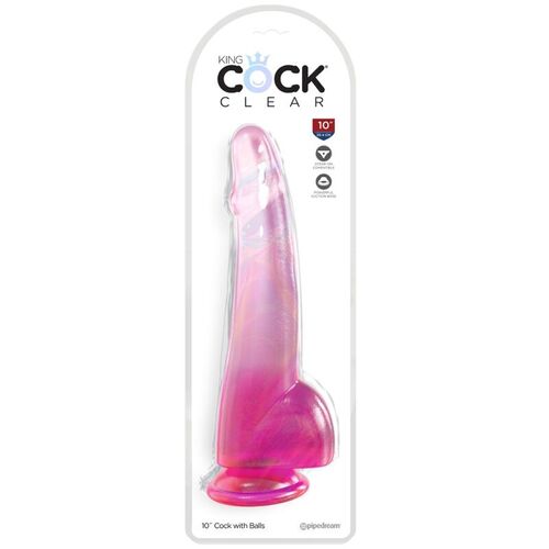 KING COCK CLEAR - DILDO CON TESTICULOS 19 CM ROSA