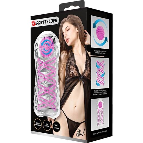 PRETTY LOVE - MASTURBADOR MASCULINO FANTASY ESPIRAL INTERNA Y BOLAS TRANSPARENTE